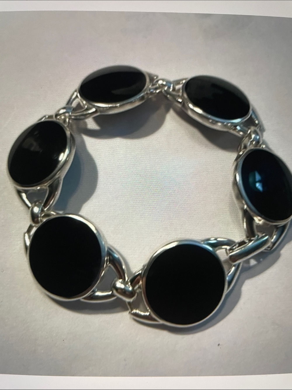 Black Onyx Sterling Silver Link Bracelet - Women Jewelry